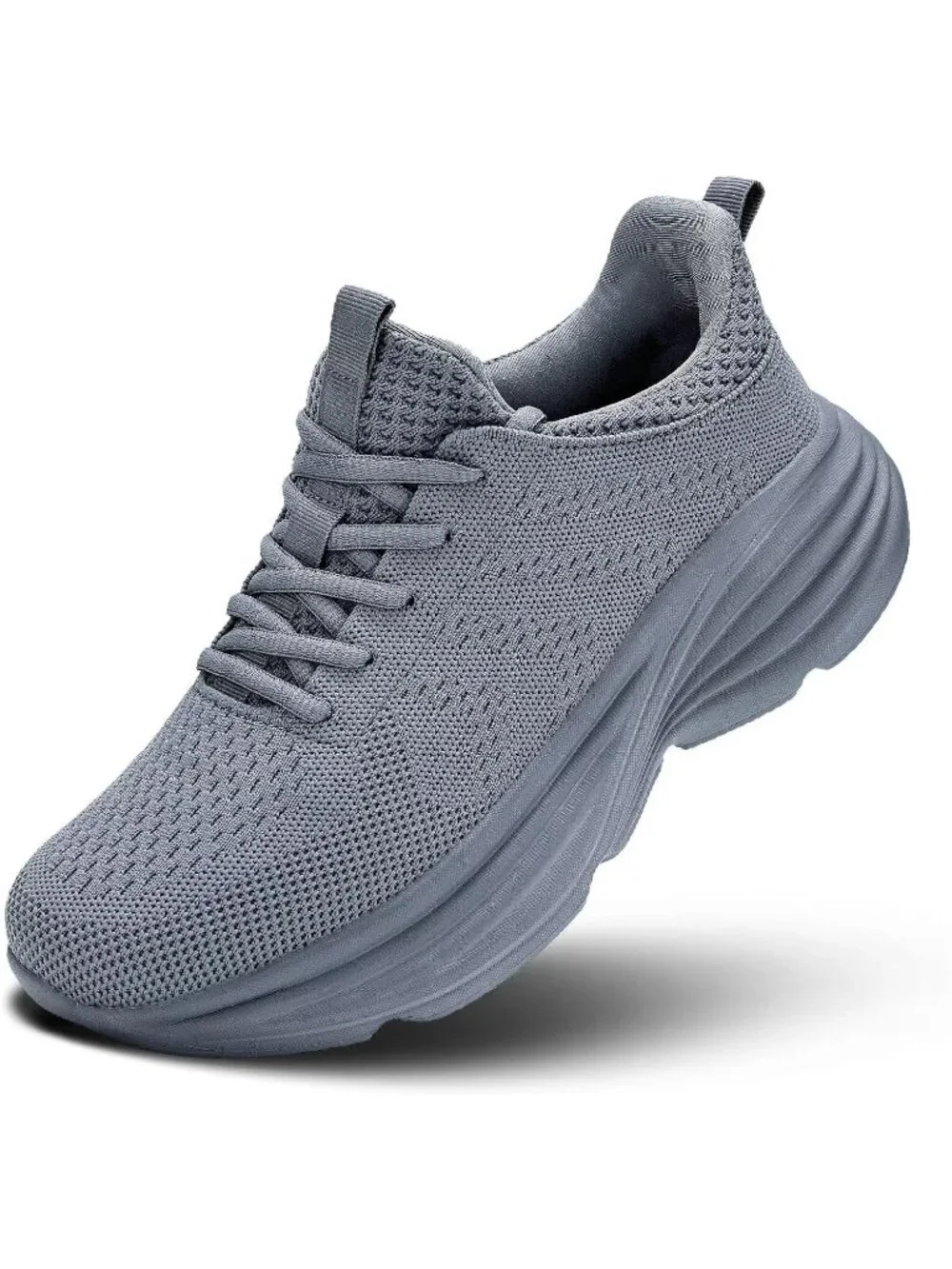 Men's Grey Non Slip Walking Shoes Lightweight Breathable Casual Running Shoes
